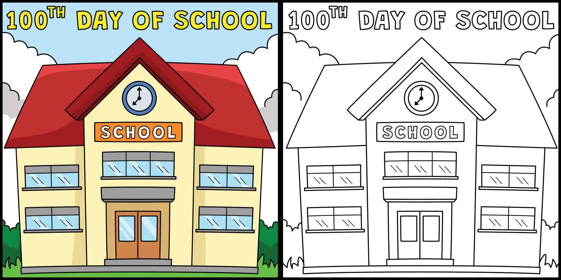 100ste dag van school- kleur bladzijde illustratie vector