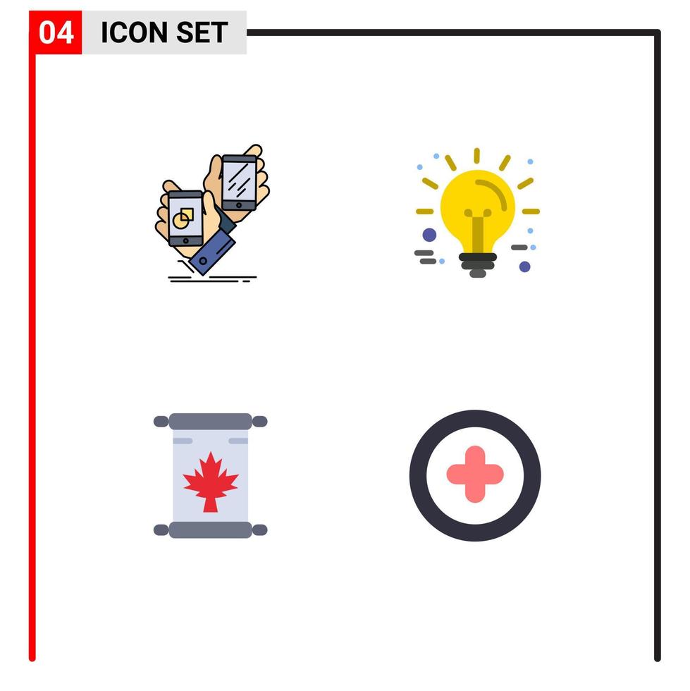 4 vlak icoon concept voor websites mobiel en apps bewustzijn Notitie plaatsing idee Canada bewerkbare vector ontwerp elementen