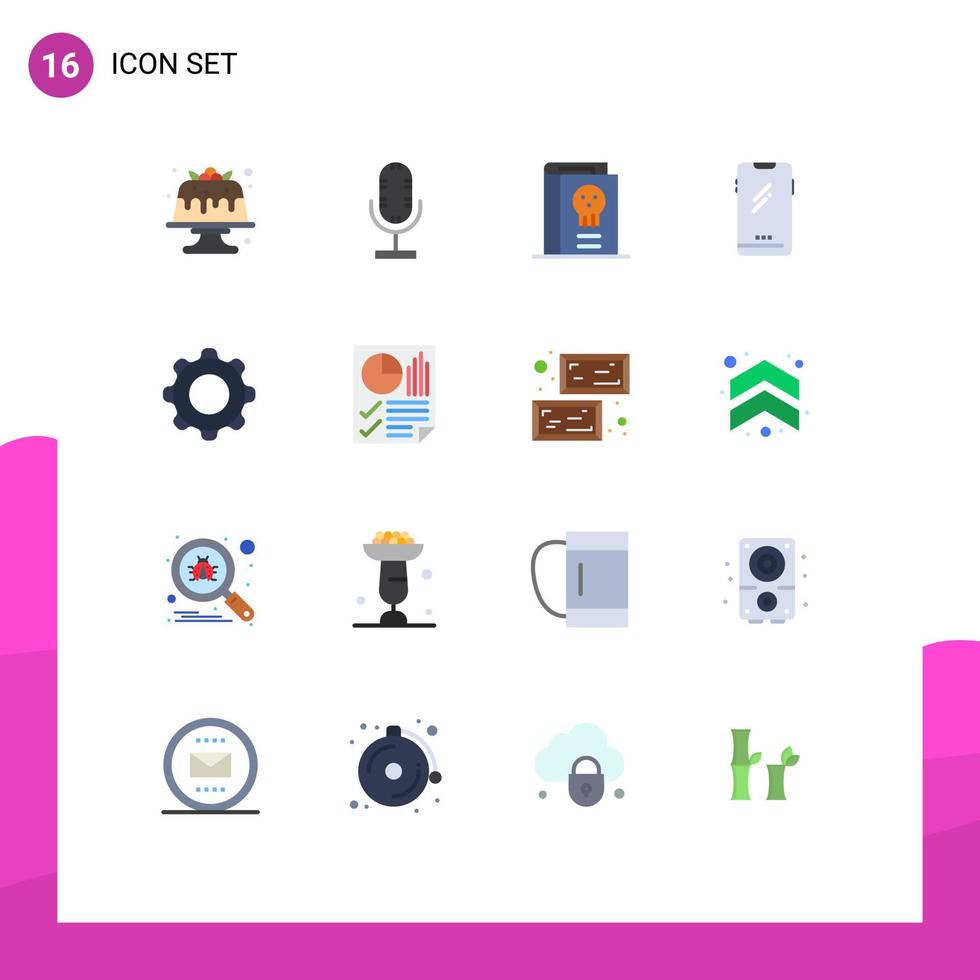 16 gebruiker koppel vlak kleur pak van modern tekens en symbolen van android slim telefoon microfoon telefoon halloween bewerkbare pak van creatief vector ontwerp elementen