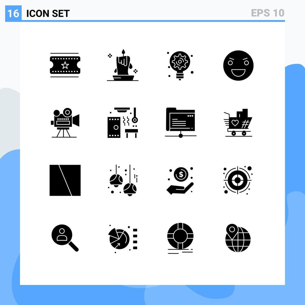voorraad vector icoon pak van 16 lijn tekens en symbolen voor camera monster generatie verschrikking onheil bewerkbare vector ontwerp elementen