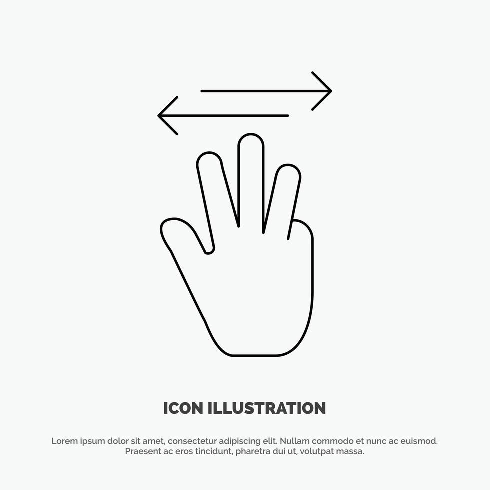 hand- hand- cursor omhoog links Rechtsaf lijn icoon vector