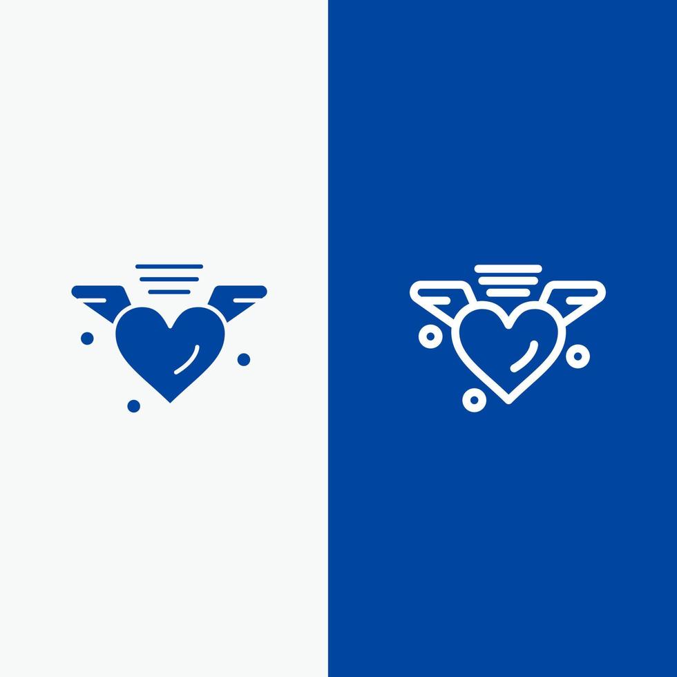 liefhebbend liefde hart bruiloft lijn en glyph solide icoon blauw banier lijn en glyph solide icoon blauw banier vector