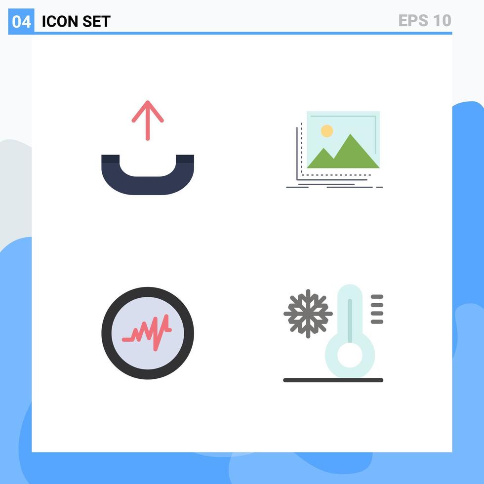 4 vlak icoon concept voor websites mobiel en apps telefoontje pulse galerij natuur vlok bewerkbare vector ontwerp elementen