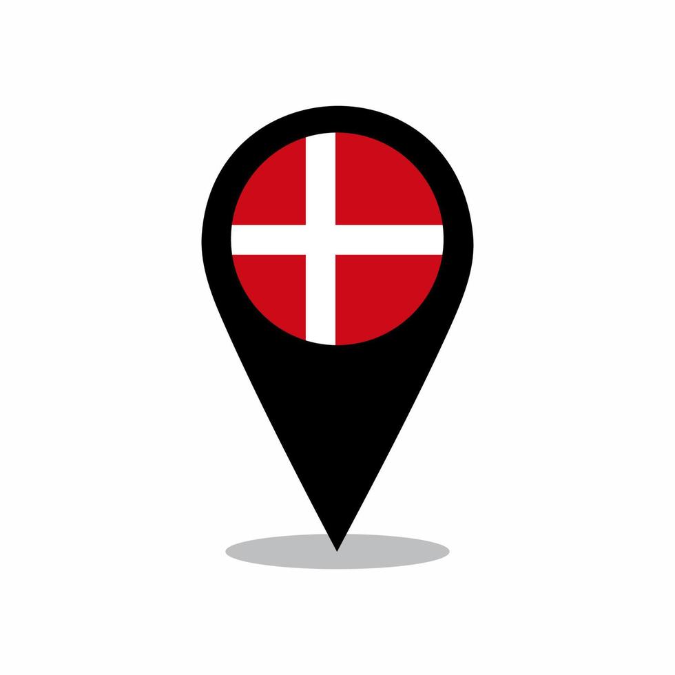 Deens land vlag vector met plaats pin ontwerp