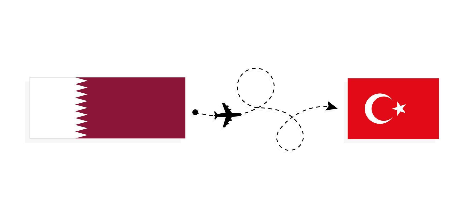 vlucht en reizen van qatar naar kalkoen door passagier vliegtuig reizen concept vector