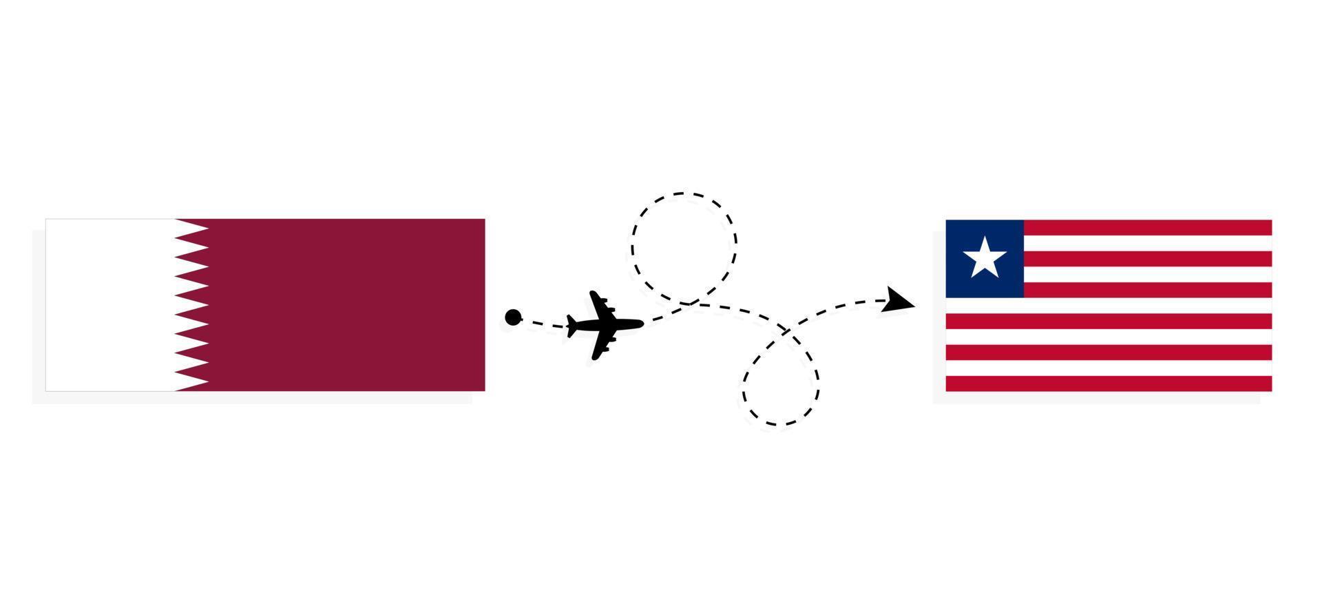 vlucht en reizen van qatar naar Liberia door passagier vliegtuig reizen concept vector