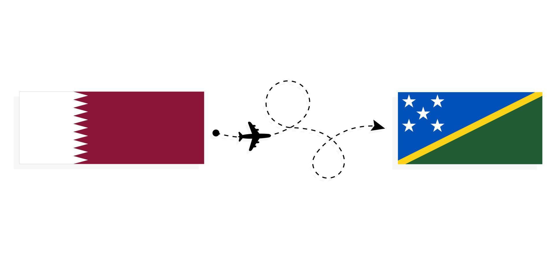 vlucht en reizen van qatar naar Solomon eilanden door passagier vliegtuig reizen concept vector