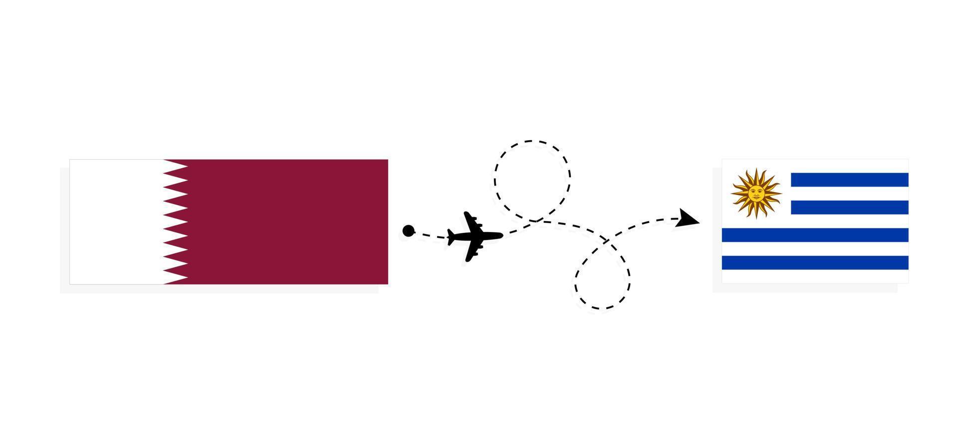 vlucht en reizen van qatar naar Uruguay door passagier vliegtuig reizen concept vector
