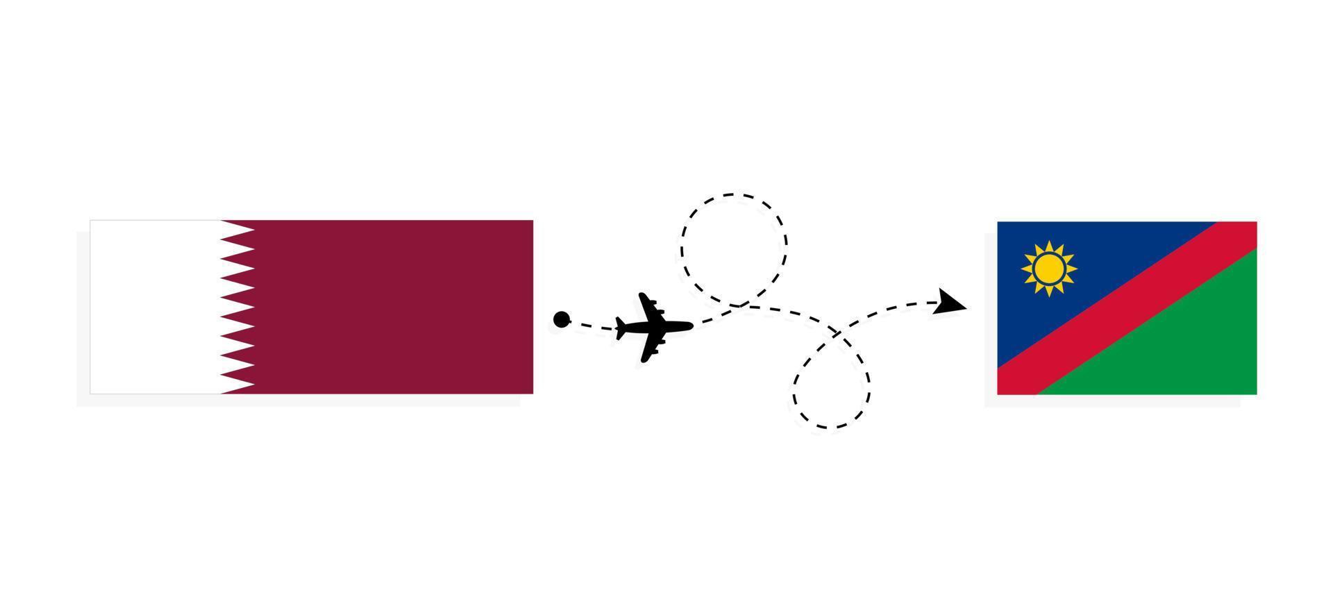 vlucht en reizen van qatar naar Namibië door passagier vliegtuig reizen concept vector