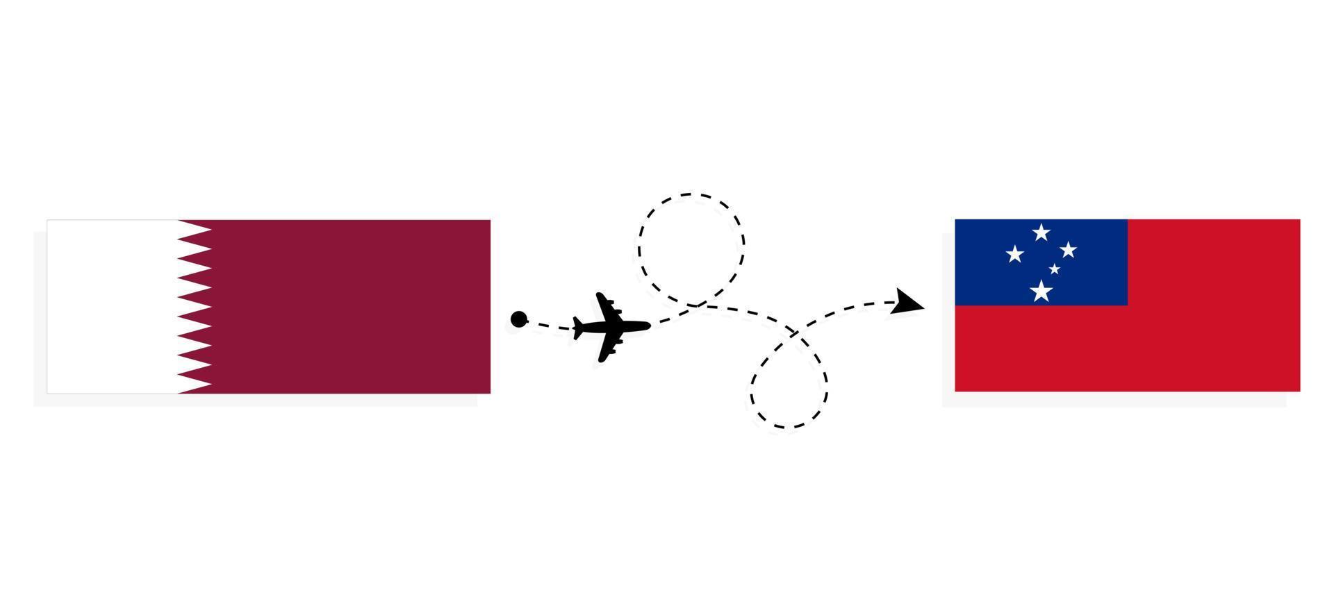 vlucht en reizen van qatar naar Samoa door passagier vliegtuig reizen concept vector