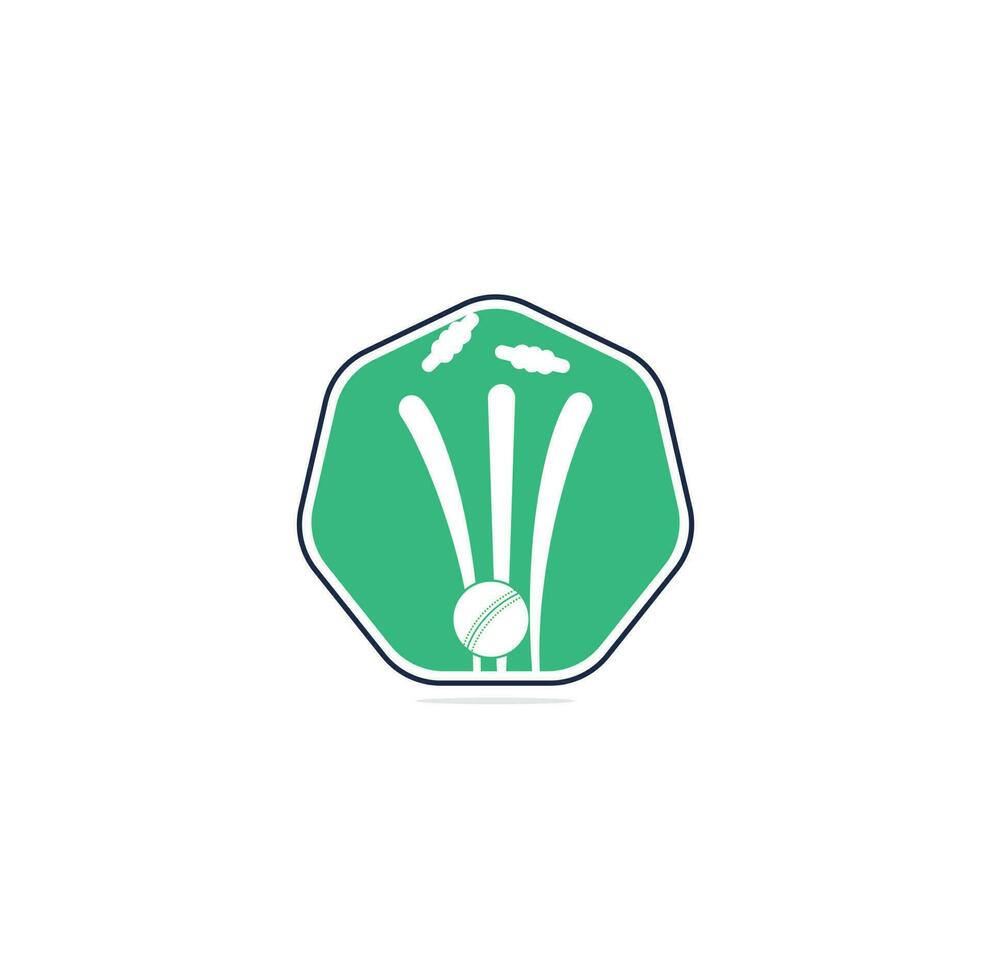 krekel wickets en bal logo. wicket en borgtocht logo, uitrusting teken. krekel kampioenschap logo. modern sport embleem vector illustratie. krekel logo