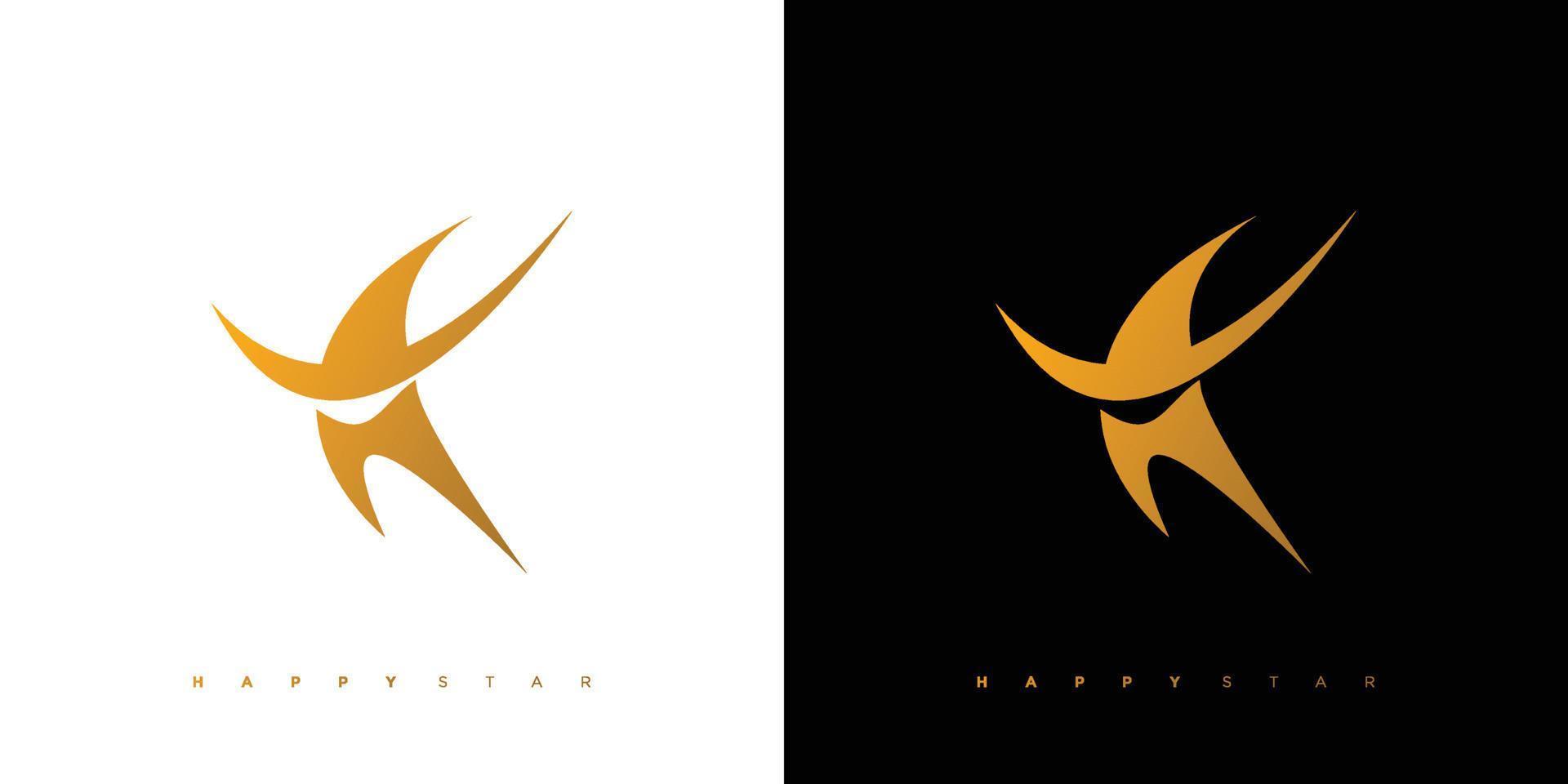 uniek en elegant glimlach ster logo ontwerp vector