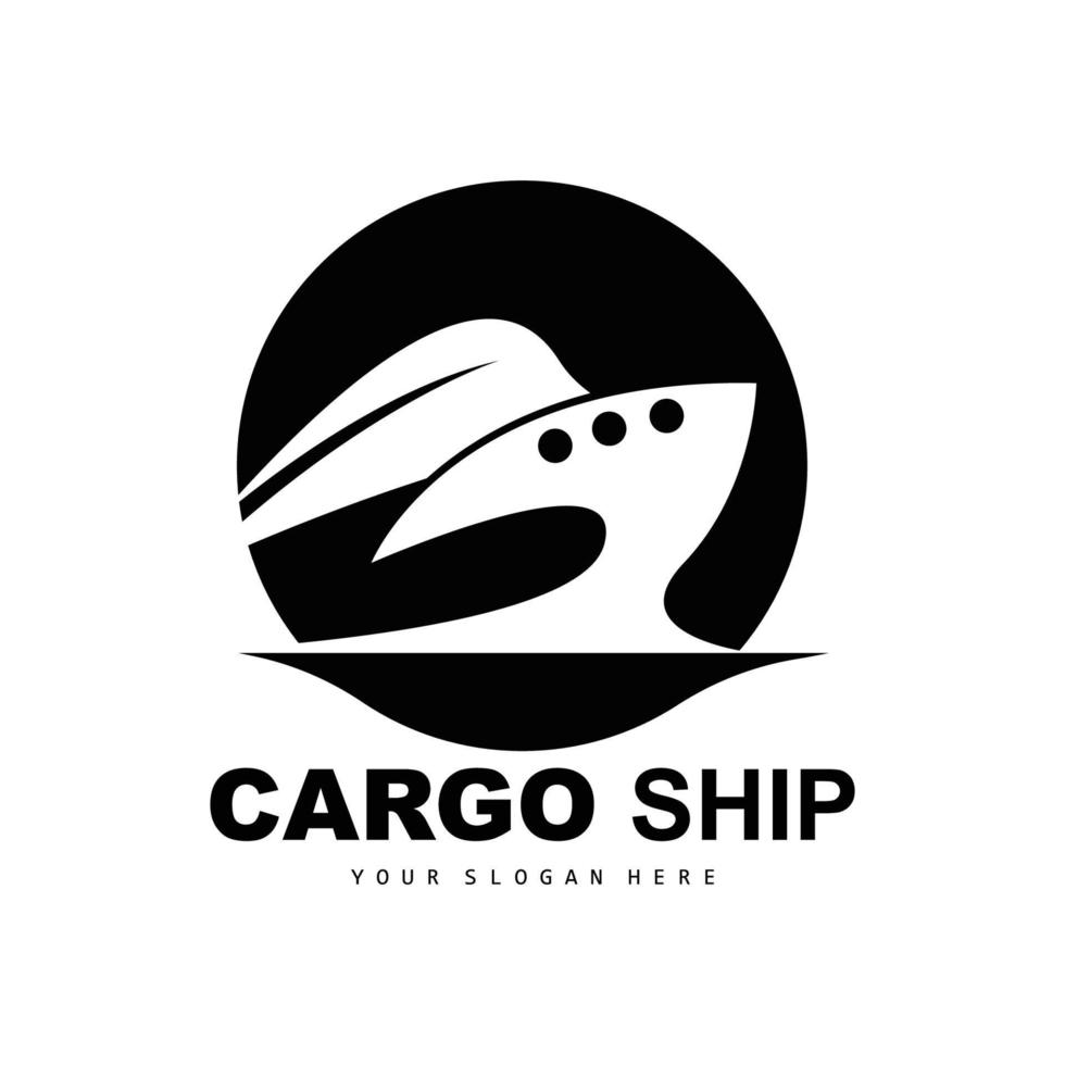 lading schip logo, snel lading schip vector, zeilboot, ontwerp voor schip fabricage bedrijf, waterweg het zeilen, marinier voertuigen, vervoer, logistiek vector