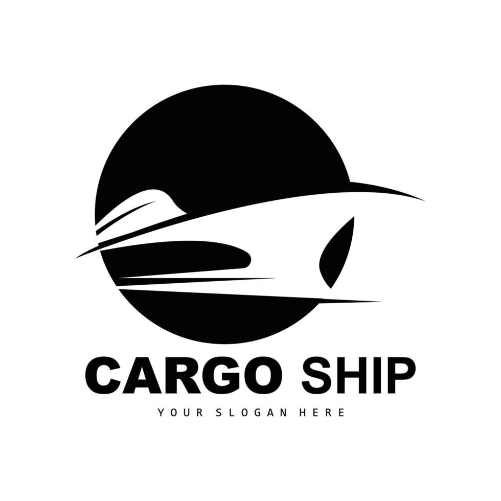 lading schip logo, snel lading schip vector, zeilboot, ontwerp voor schip fabricage bedrijf, waterweg het zeilen, marinier voertuigen, vervoer, logistiek vector