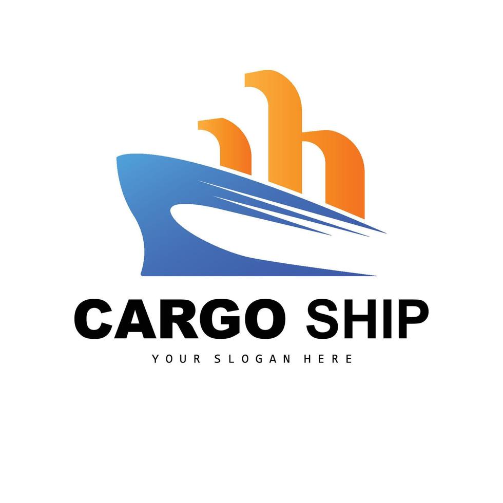 lading schip logo, snel lading schip vector, zeilboot, ontwerp voor schip fabricage bedrijf, waterweg het zeilen, marinier voertuigen, vervoer, logistiek vector