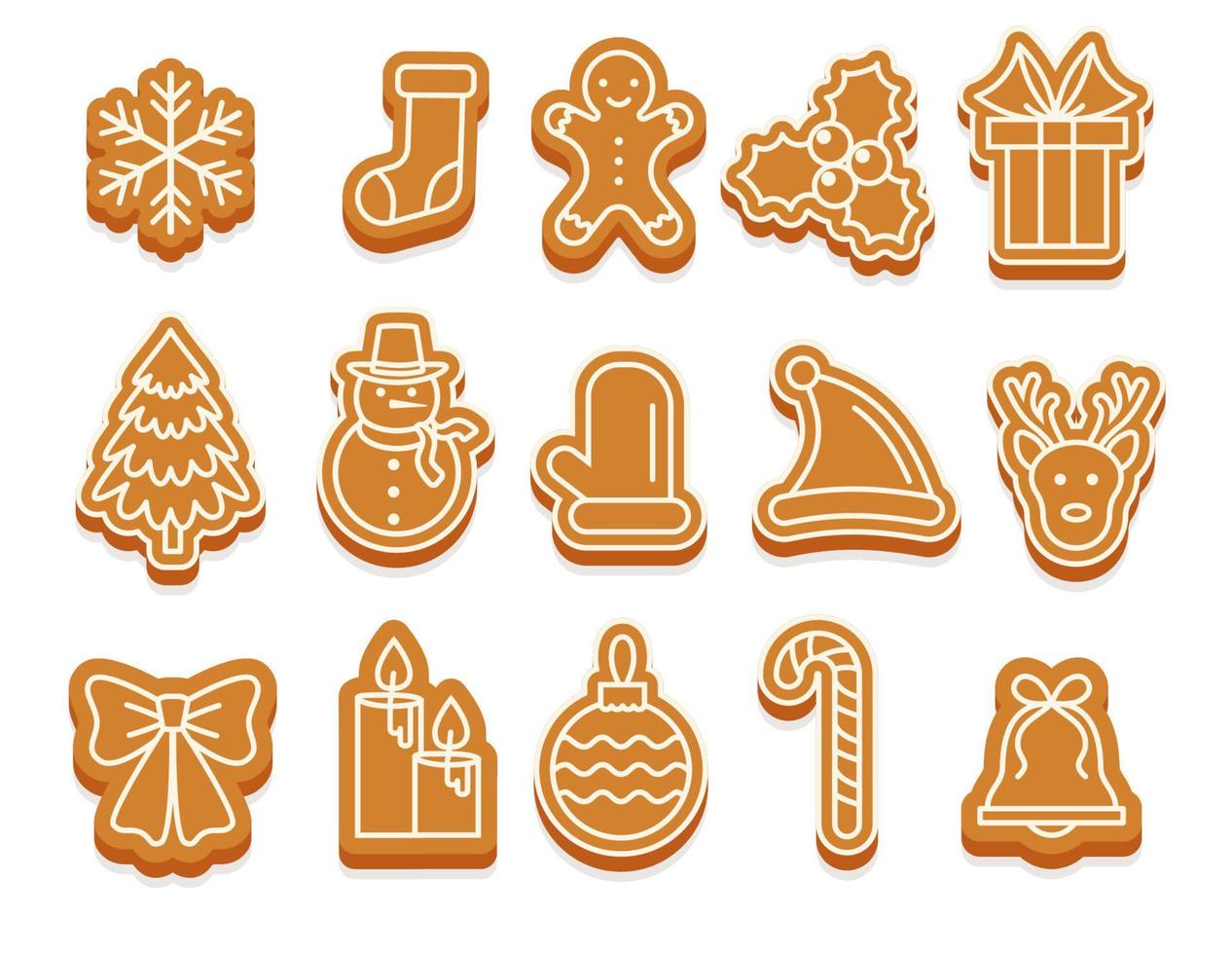 tekenfilm peperkoek koekjes voor viering ontwerp. Kerstmis vector elementen voor illustratie, kaarten, banners en vakantie achtergronden. heerlijk eigengemaakt koekjes.