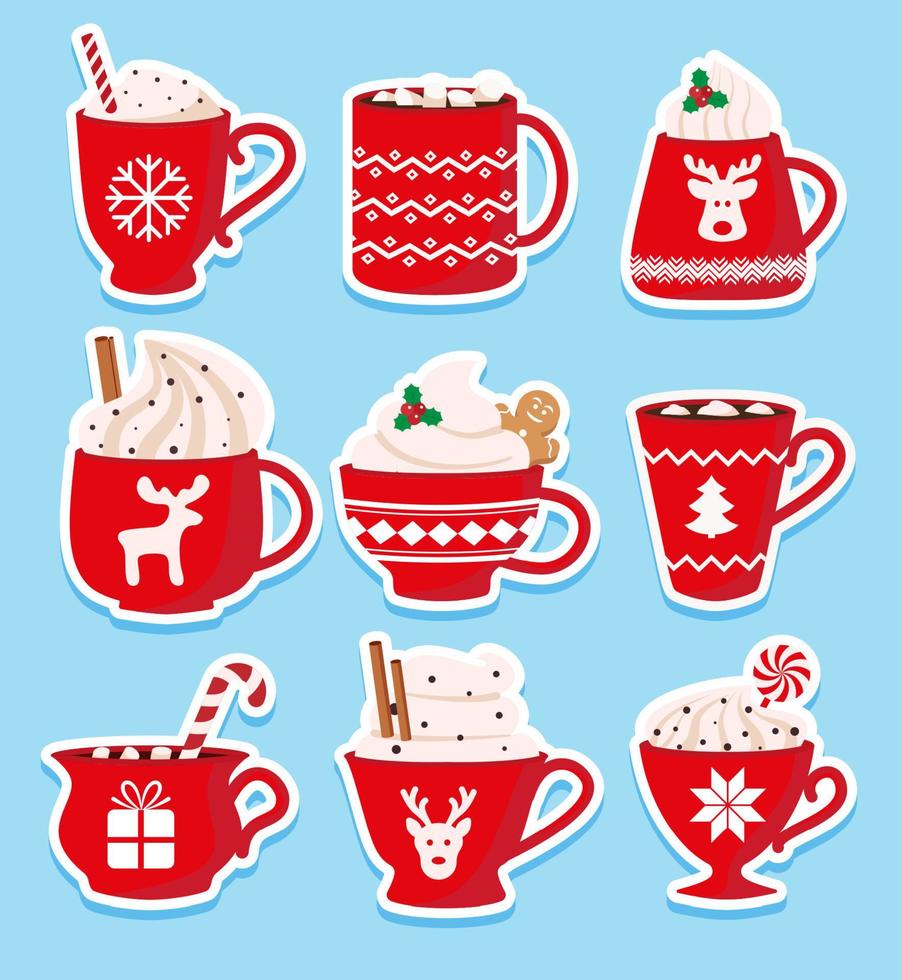 reeks van schattig Kerstmis heet drankjes stokken. vector illustratie.