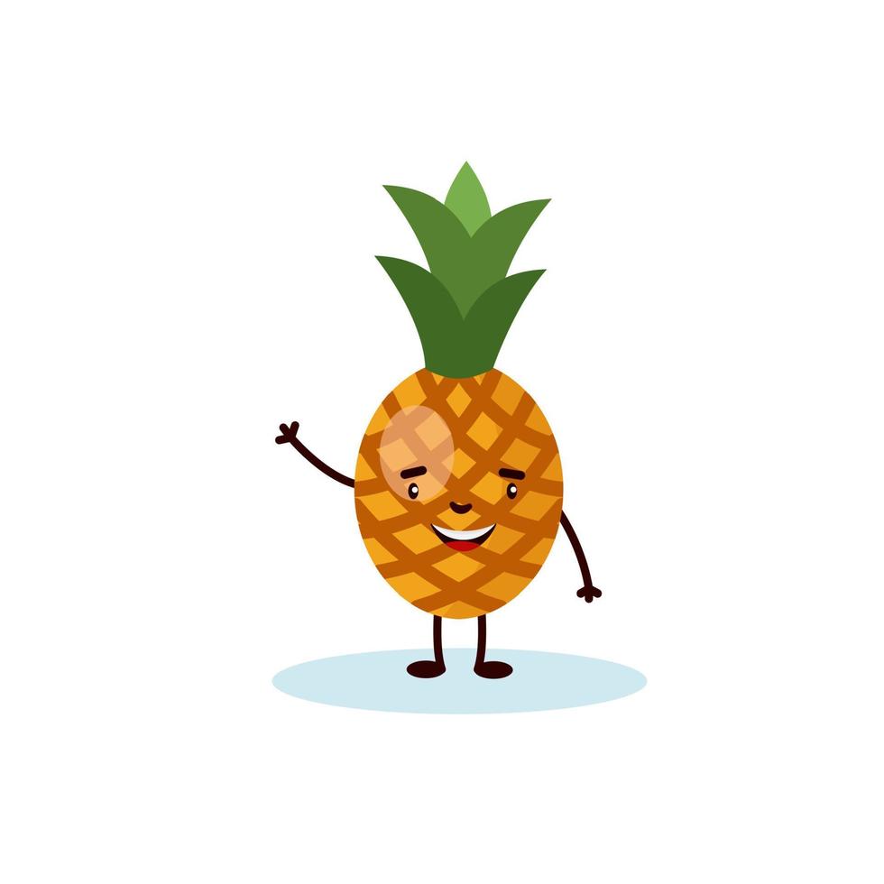 ananas schattig karakter, illustratie voor kinderen in tekenfilm stijl geïsoleerd Aan wit achtergrond eps 10 vector