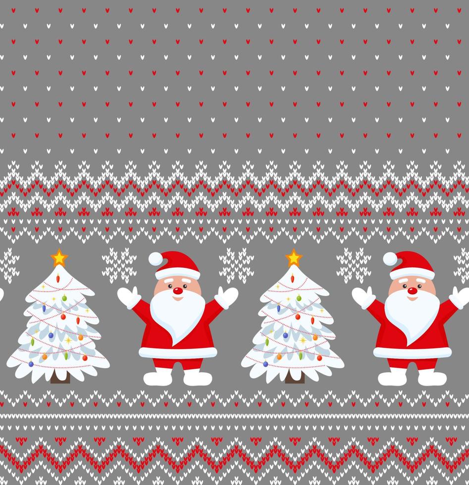 gebreid Kerstmis en nieuw jaar patroon in de kerstman. wol breiwerk trui ontwerp. behang omhulsel papier textiel afdrukken. vector