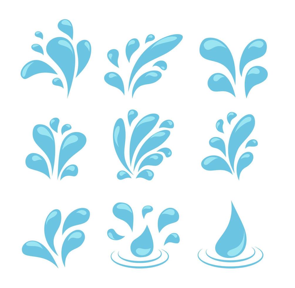 water druppels, tranen, regen tekenfilm stijl. geïsoleerd aqua vector pictogrammen