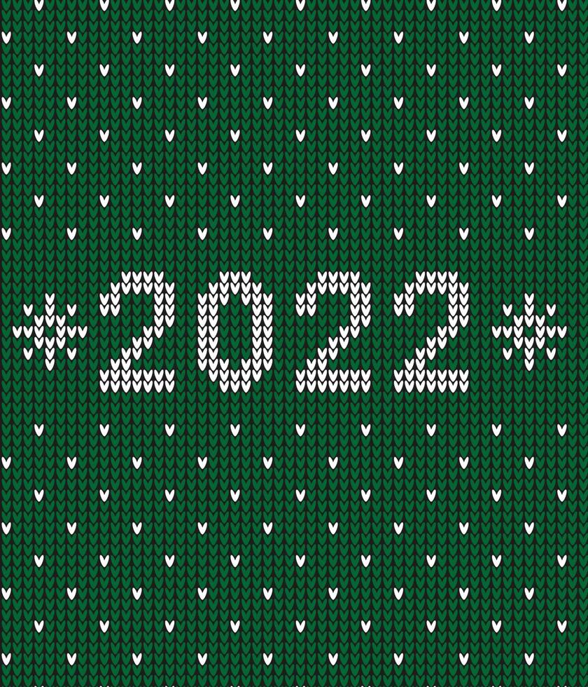 nieuw jaar naadloos gebreid patroon met aantal 2022. breiwerk trui ontwerp. wol gebreid textuur. vector illustratie