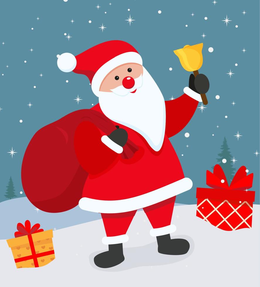 vector tekenfilm illustratie van schattig de kerstman claus. Kerstmis groet kaart vector illustratie ontwerp