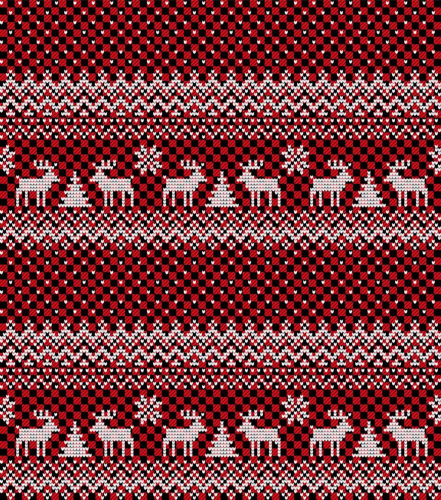 gebreid Kerstmis en nieuw jaar patroon Bij buffel plaid. wol breiwerk trui ontwerp. behang omhulsel papier textiel afdrukken. vector