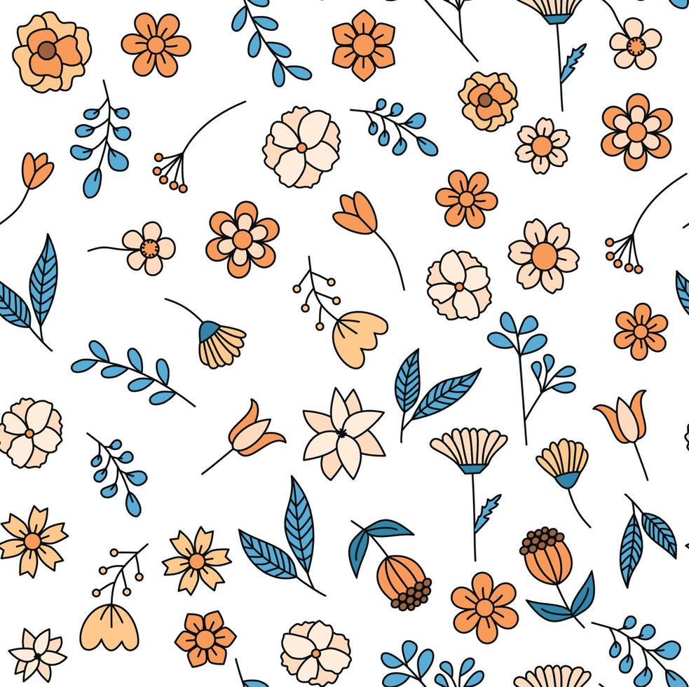 bloem grafisch ontwerp. modieus creatief naadloos patroon met hand- getrokken bloemen en bladeren en abstract vormen. voor het drukken voor modern en origineel textiel, omhulsel papier, muur kunst ontwerp vector