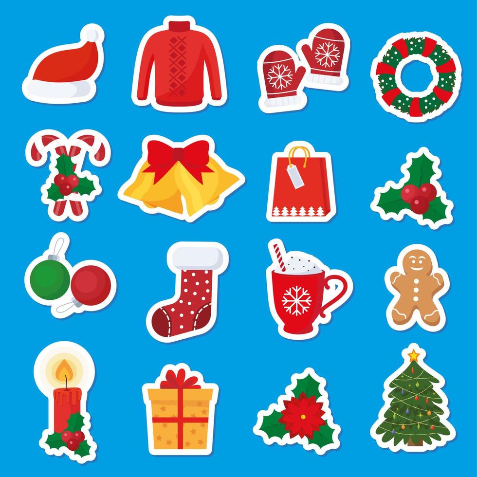 trek vector illustratie karakter ontwerp verzameling stickers schattig kat en element voor Kerstmis en nieuw jaar.