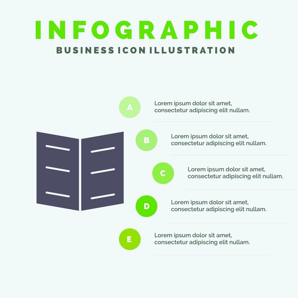 boek bladwijzer onderwijs solide icoon infographics 5 stappen presentatie achtergrond vector