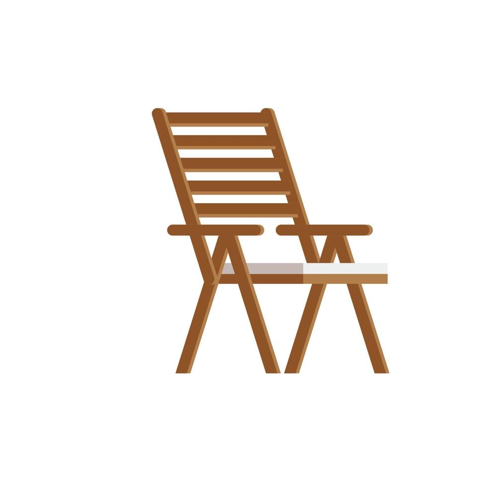 houten tuin vouwen stoel. geïsoleerd Aan wit achtergrond. vector illustratie in een vlak stijl.