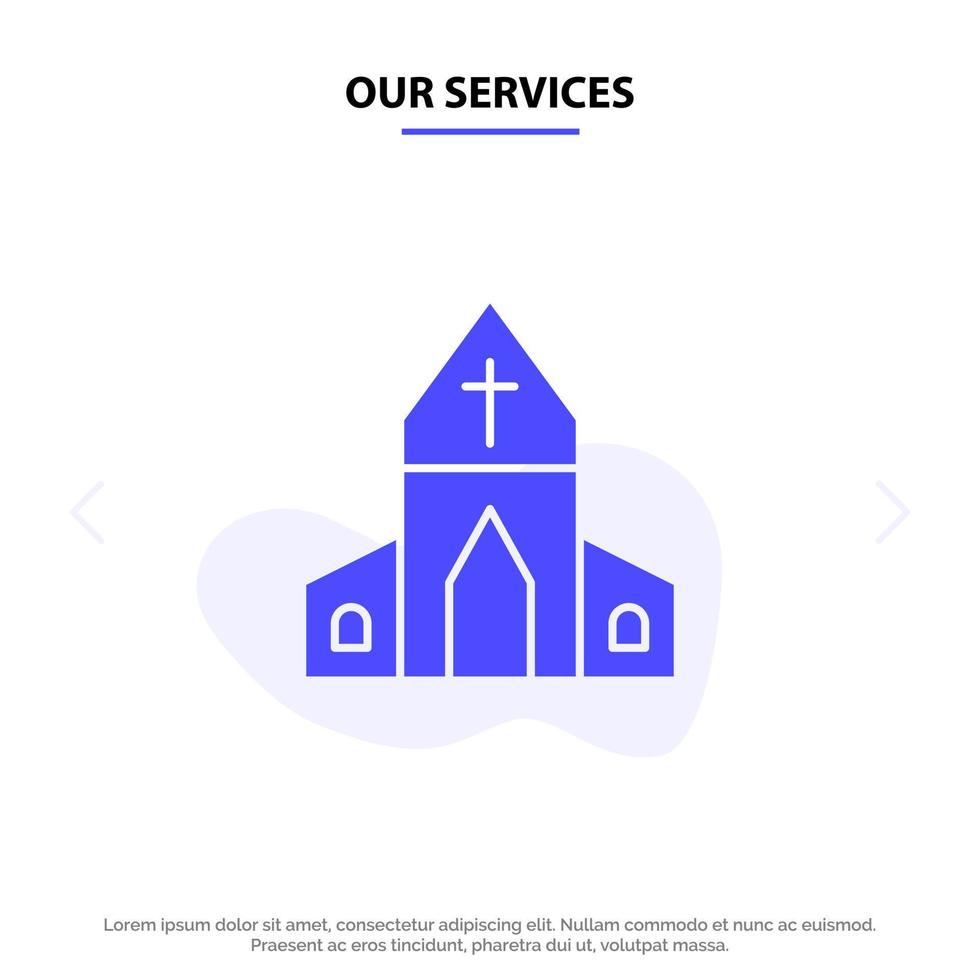 onze Diensten kerk huis Pasen kruis solide glyph icoon web kaart sjabloon vector
