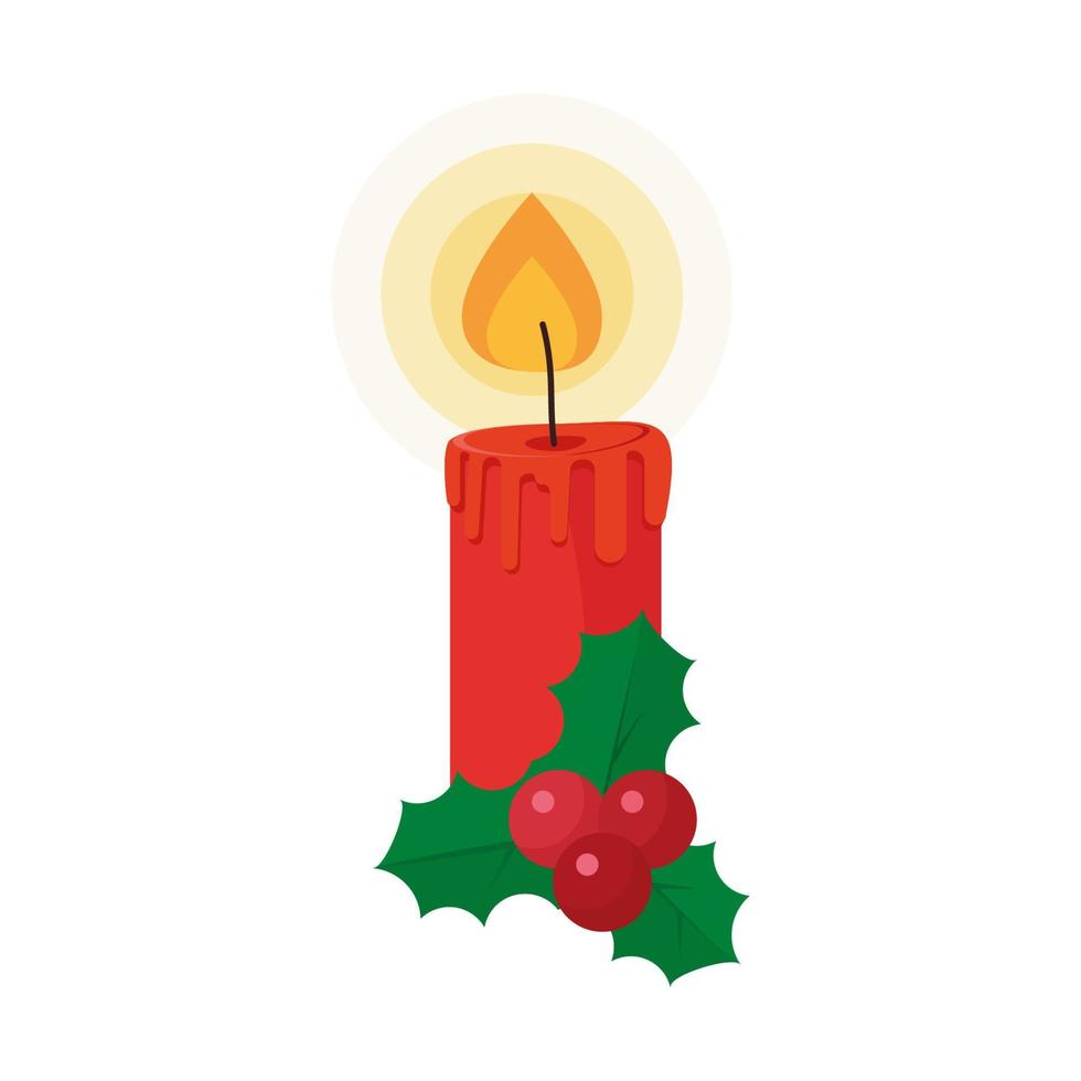 Kerstmis en nieuw jaar vakantie groet kaart met kaars en handgeschreven kalligrafie. vector illustratie in modieus stijl