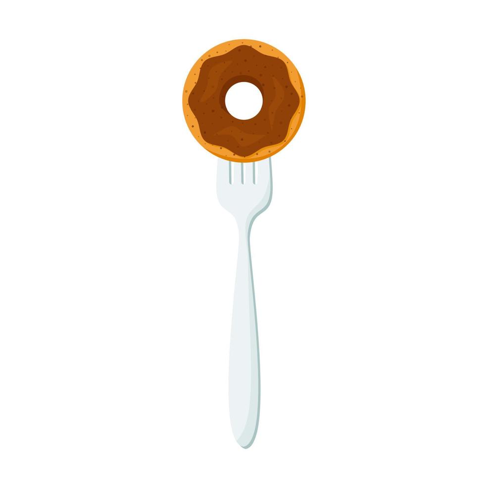 donut Aan vorken concept van eetpatroon. vector illustratie.