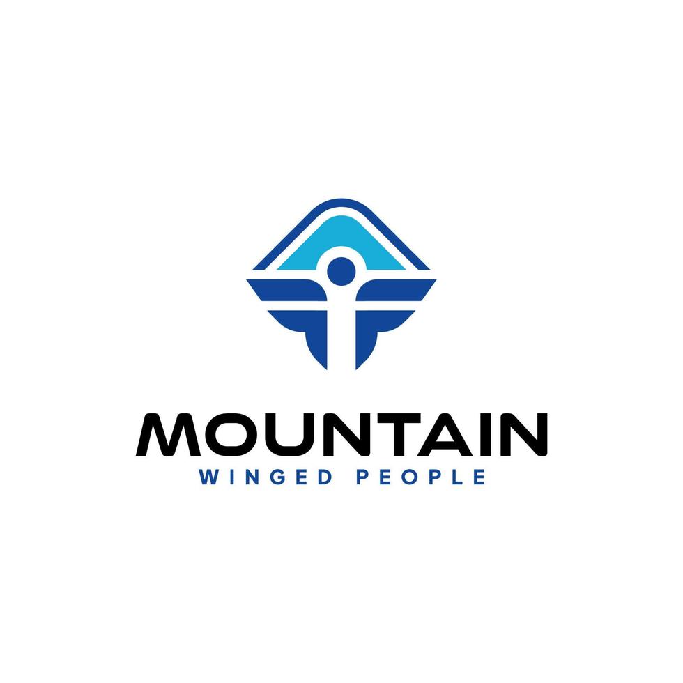 berg en mensen logo ontwerp vector