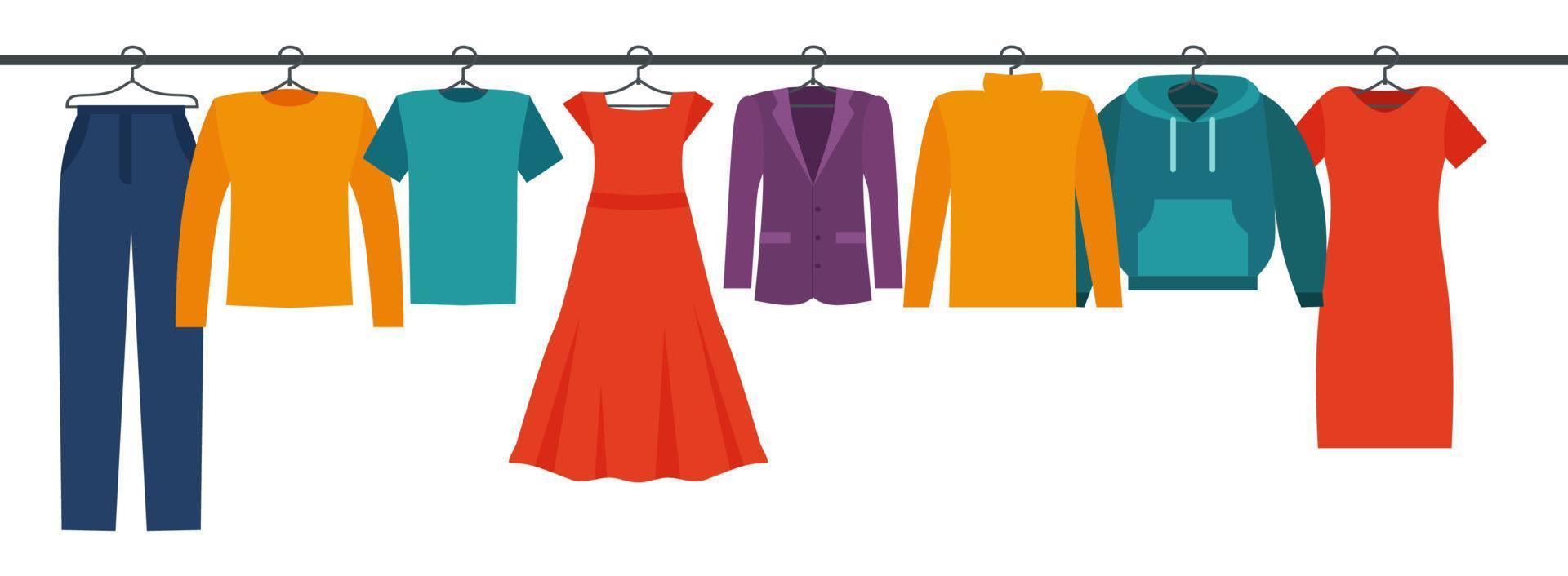 vrouw en Mens kleren en accessoires verzameling - mode garderobe - vector kleur illustratie