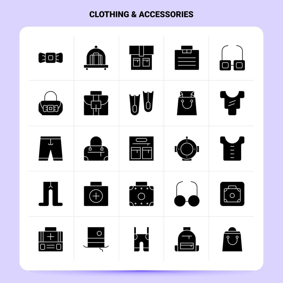 solide 25 kleding accessoires icoon reeks vector glyph stijl ontwerp zwart pictogrammen reeks web en mobiel bedrijf ideeën ontwerp vector illustratie