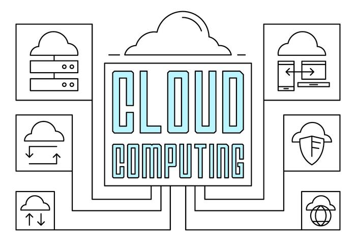 Lineaire Cloud Computing Illustratie vector
