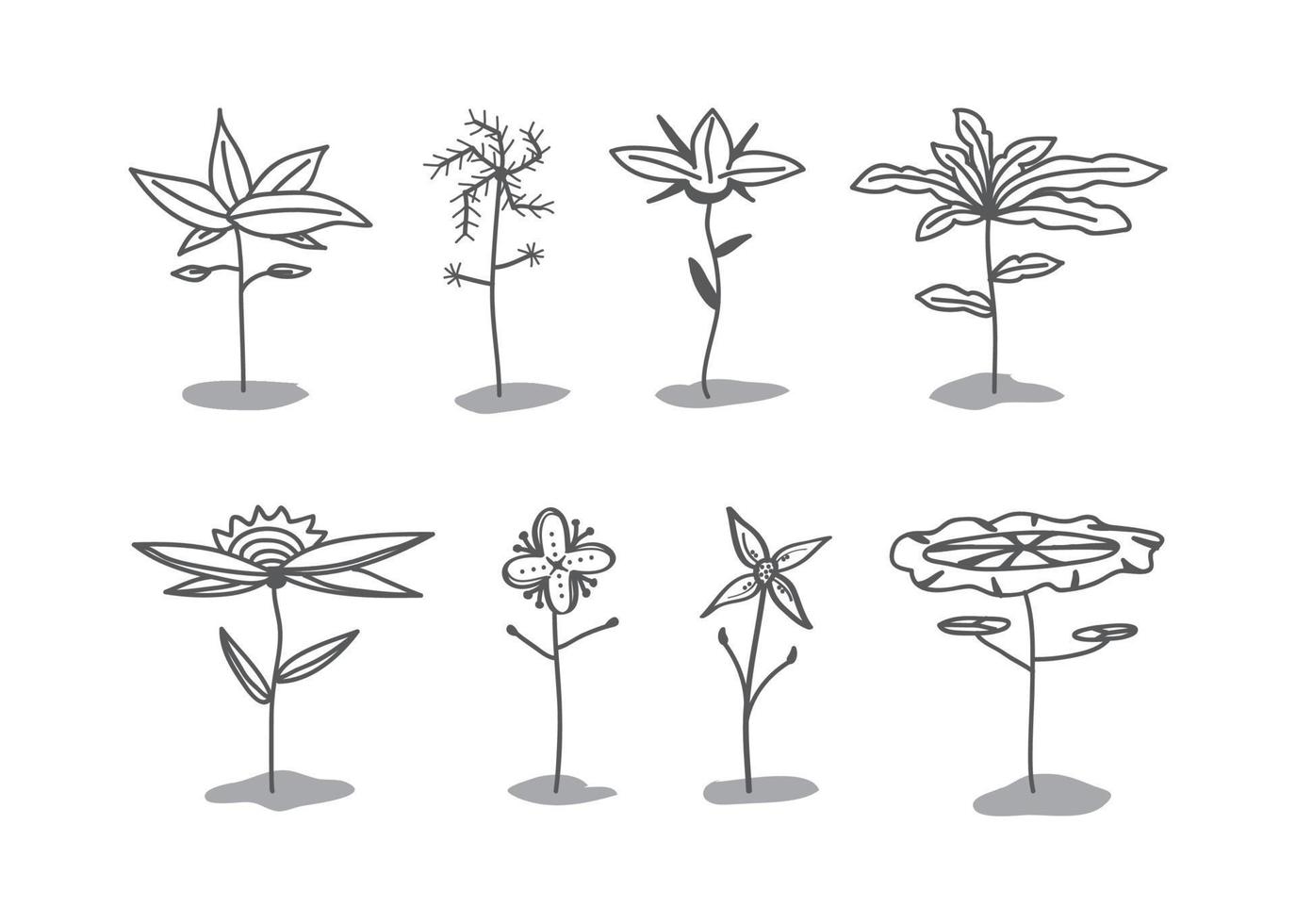 hand- getrokken bomen verzameling vector