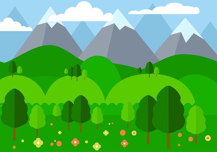 Gratis Flat Design Vector Landscape Illustratie