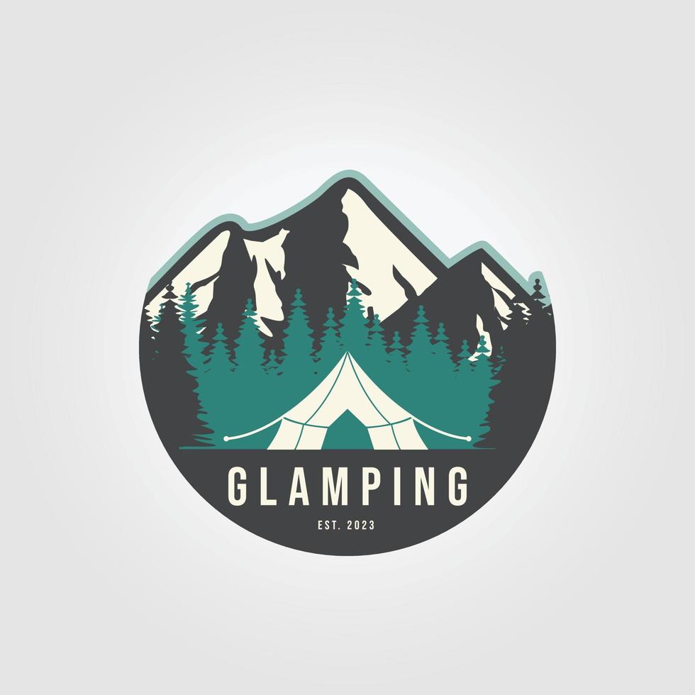 embleem van glamping logo met luxe kamp icoon ontwerp illustratie vector