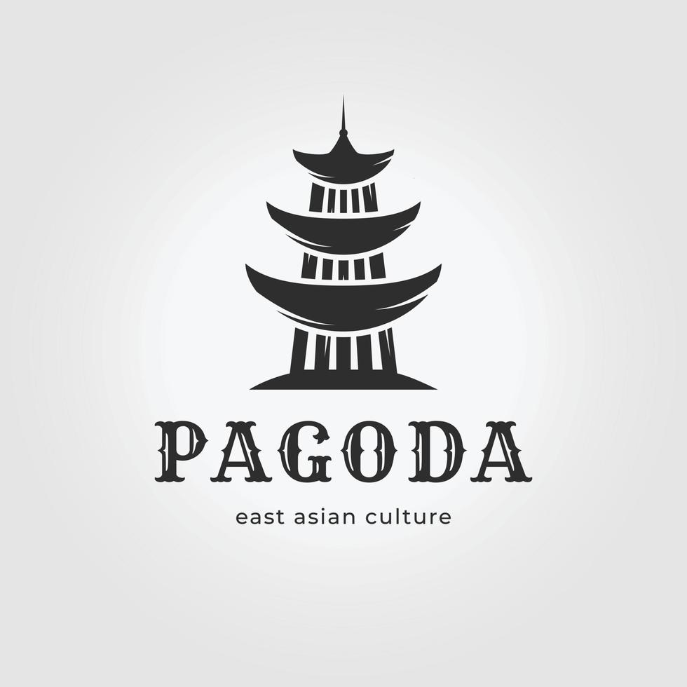 wijnoogst pagode logo vector ontwerp illustratie icoon, Japans erfgoed gebouw