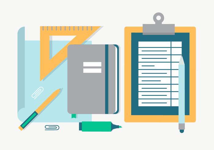 Gratis Flat Design Vector Terug naar school Essentials