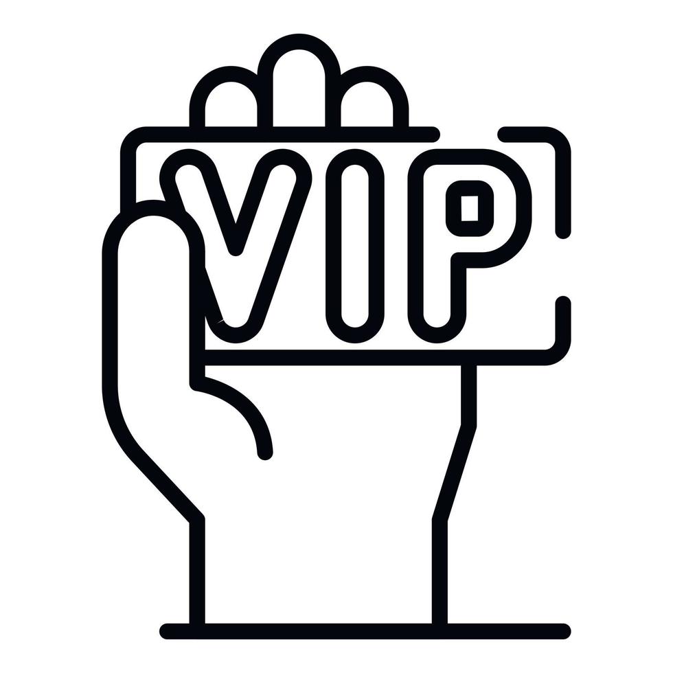 vip kaart in hand- icoon, schets stijl vector