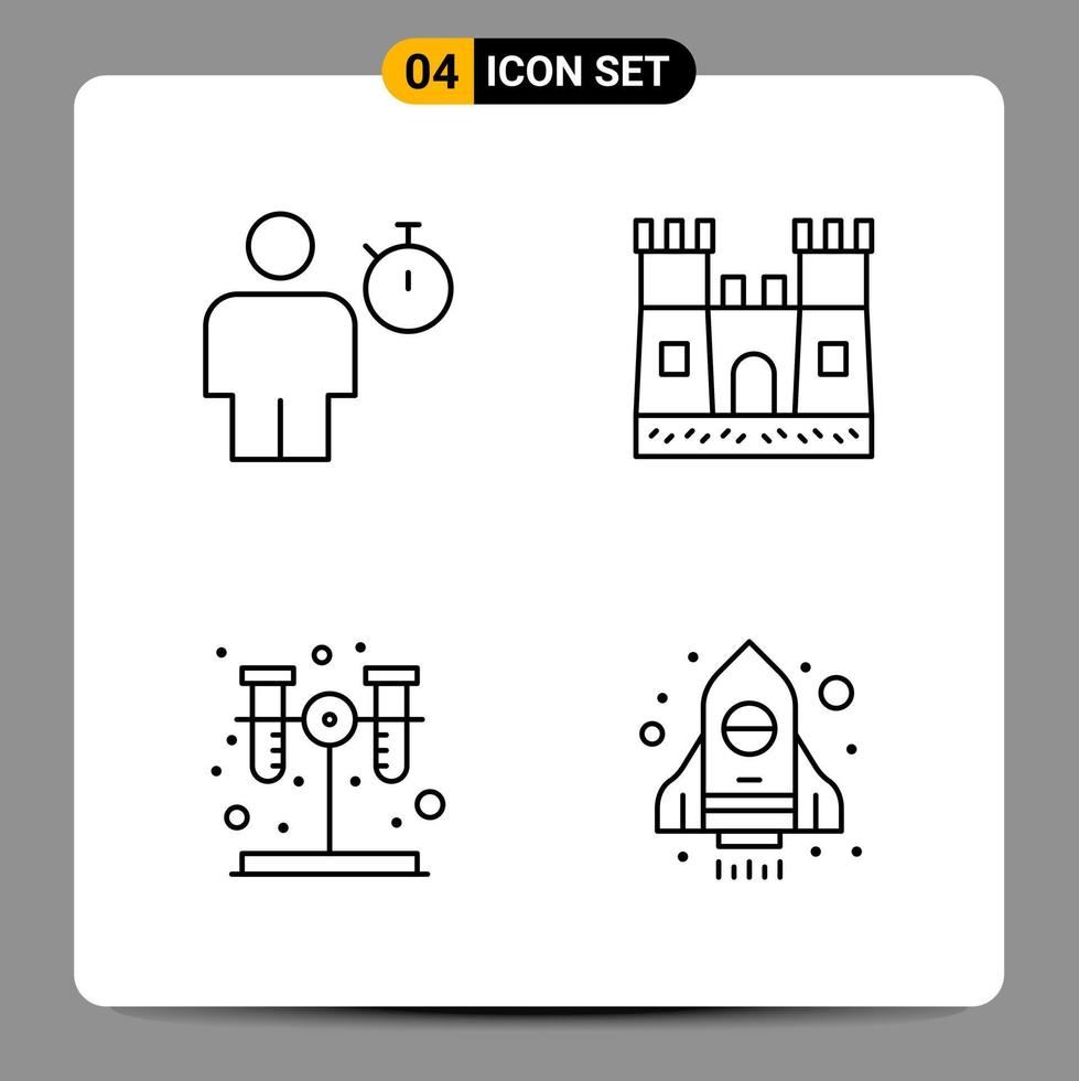 4 zwart icoon pak schets symbolen tekens voor snel reagerend ontwerpen Aan wit achtergrond 4 pictogrammen reeks vector