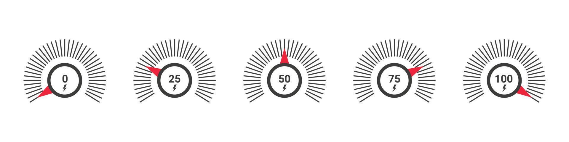 meter peilen element. schaal laag, medium of hoog peilen of meter indicator. vector illustratie