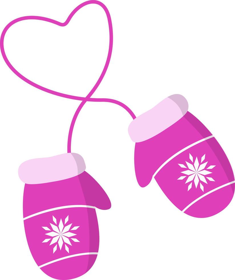 winter roze wanten met sneeuwvlokken. vector illustratie van wanten met sneeuwvlokken. vector hand getekend illustratie in tekenfilm stijl. winter mode. Kerstmis accessoires.