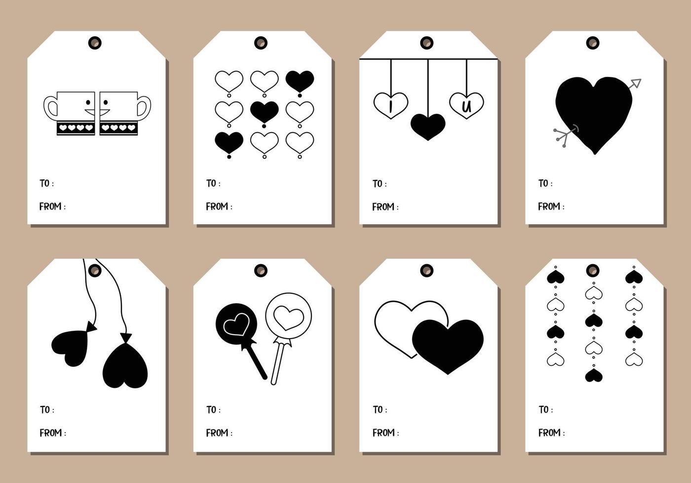 reeks van Valentijnsdag dag tags voor geschenk dozen, geschenk tags en meer. vector