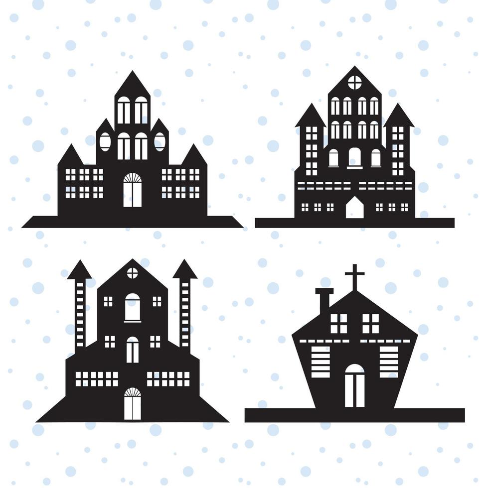 Kerstmis huis silhouet, laser besnoeiing ontwerp vector