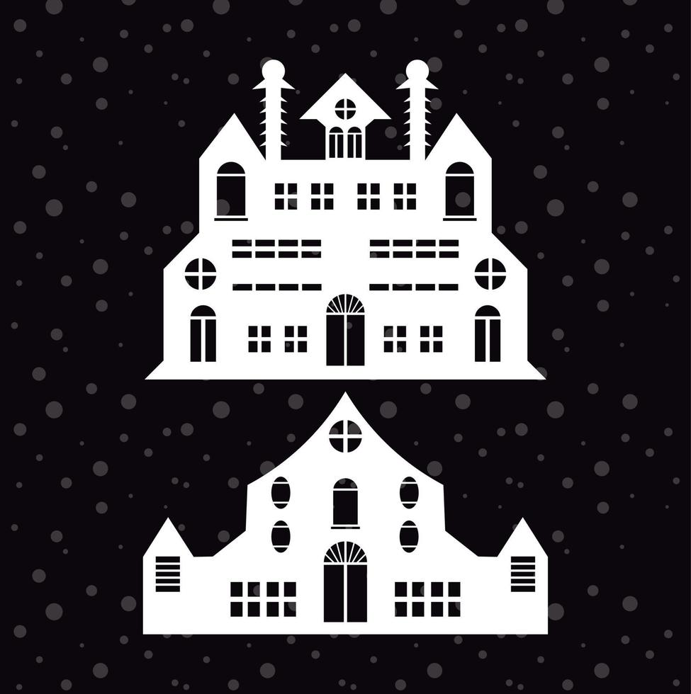 Kerstmis huis silhouet, laser besnoeiing ontwerp vector